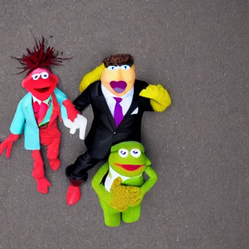 Prompt: muppet crime scene