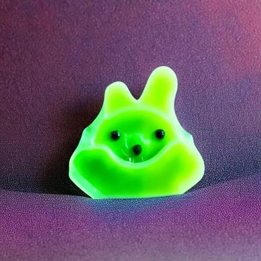 Prompt: a gummy bear shaped like a bunny, really close - up shot, hd, 4 k, smooth, extra detailed, photo, award - winning, trending, shutterstock