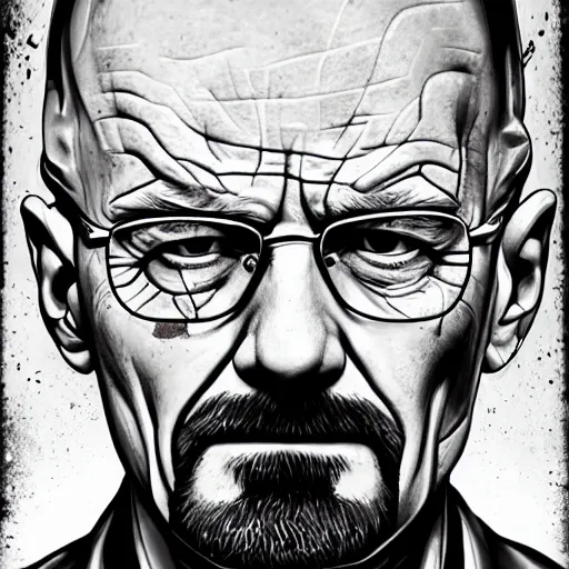 Image similar to a portrait of walter white with blood stains on his face, detailed, 4 k, accurate