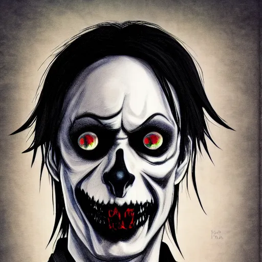 Prompt: steve buscemi as a death note shinigami, mid portrait, high quality, trending on artstation, 4 k