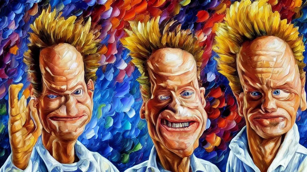 Prompt: A beautiful, highly detailed, very realistic oil painting of beavis and butthead oil painting by Afremov.