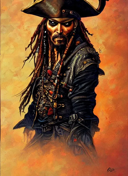 Prompt: portrait of pirate, night sky background, coherent! by brom, deep color, strong line, high contrast