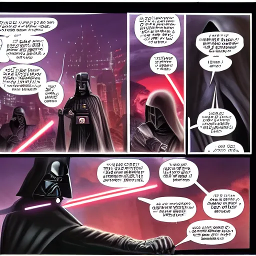 Image similar to darth revan from knights of the old republic in london, comic book, dark