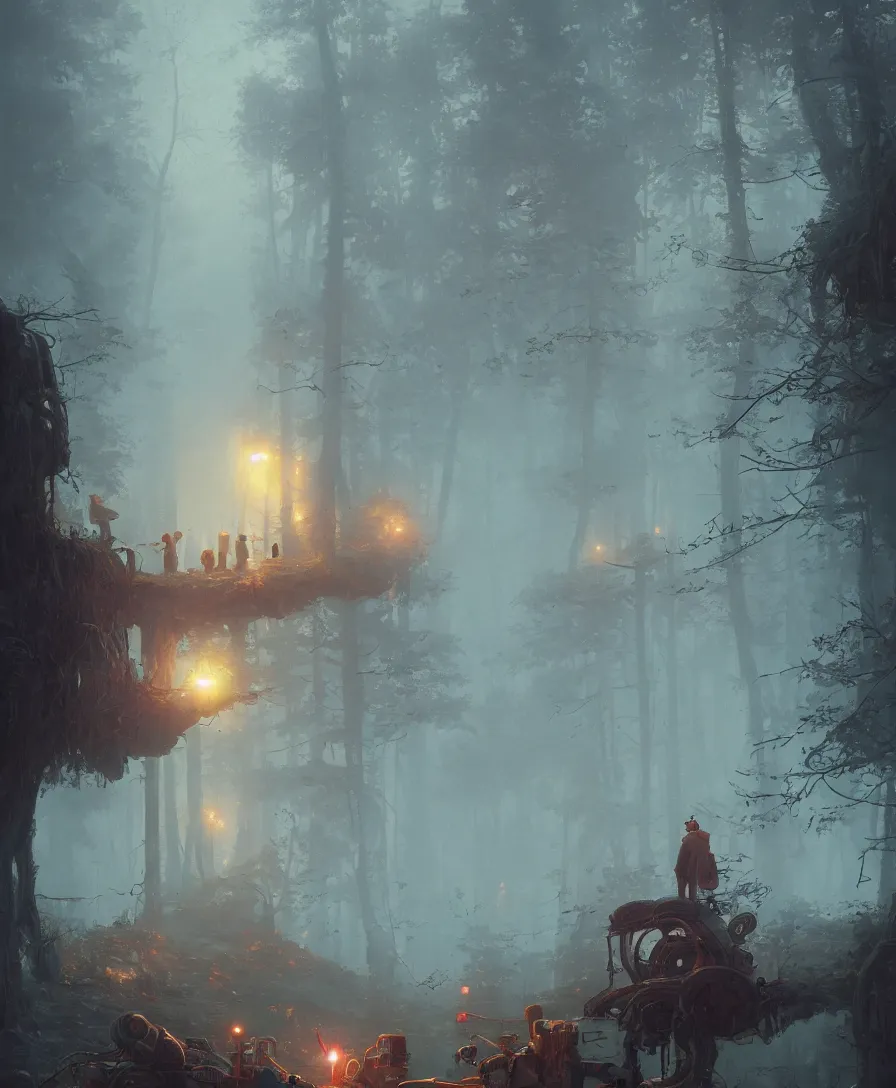 Image similar to Times Like These, illustrated by Simon Stålenhag and Gaston Bussiere, 35mm lens, beautiful volumetric lighting style atmosphere, intricate, ultra detailed, photorealistic, trending on artstation, 4k, 8k