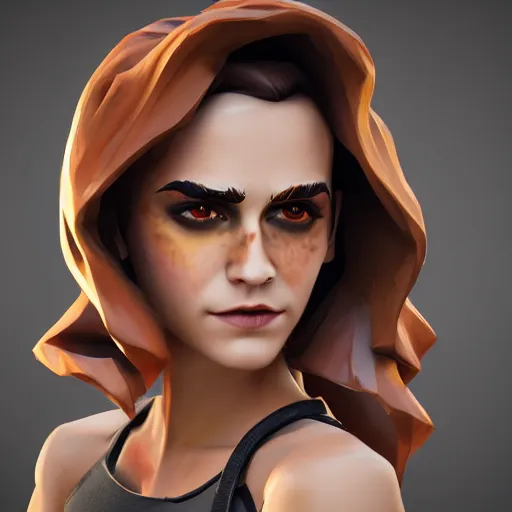 Image similar to full body textured film grain Heavy Contour makeup eye shadow smokey eyes fashion model face emma watson as a fortnite character cgsociety octane render unreal engine redshift render trending on artstation trending on artstation render blender behance cg superhero