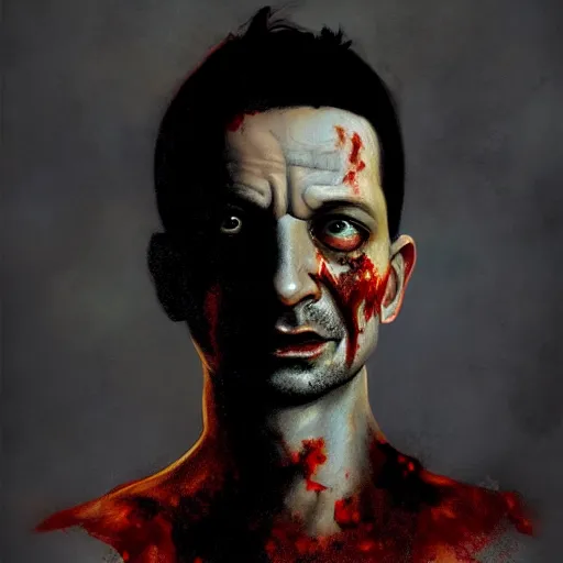 Image similar to color portrait of young dave gahan as a zombie, 7 days to die zombie, fine art, award winning, intricate, soft light from the side, elegant, sharp focus, cinematic lighting, highly detailed, digital painting, 8 k concept art, art by z. w. gu, art by brom, art by michael hussar, masterpiece, 8 k