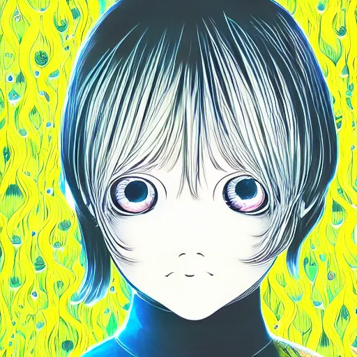 Image similar to a portrait of blonde girl by hiroyuki takahashi, detailed, 4 k, inio asano, junji ito