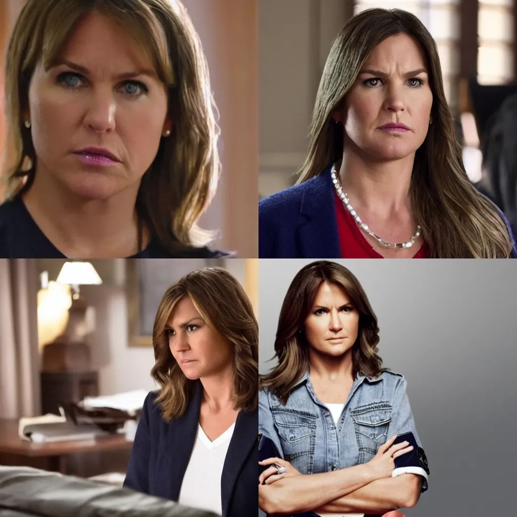 Prompt: olivia benson with a lesbian flag