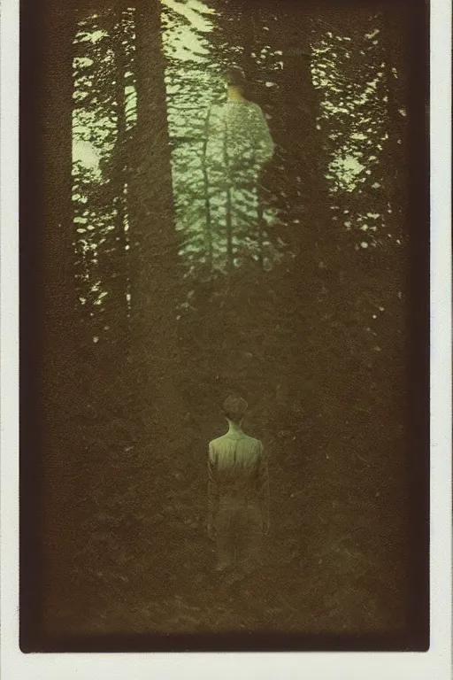 Image similar to the man of the forest, surreal, 1 9 1 0 polaroid photo