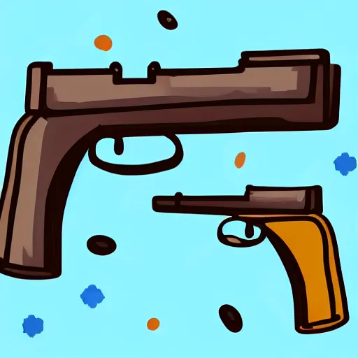 Image similar to a cute chubby gun, stylized, digital art, blue scheme, mobile game, arstation