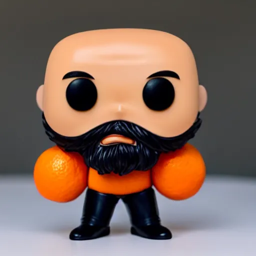 Image similar to funko pop bald man with an orange beard