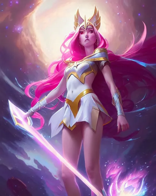 Image similar to star guardian from league of legends, character portrait, ultra realistic, concept art, intricate details, highly detailed by greg rutkowski, gaston bussiere, craig mullins, simon bisley