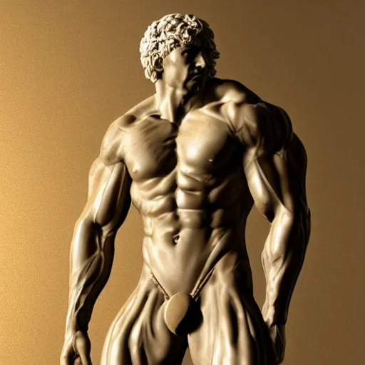 Image similar to a greek sculpture of a bodybuilder xqc, au naturel, hyper detailed, digital art, trending in artstation, cinematic lighting, studio quality, smooth render, unreal engine 5 rendered, octane rendered, art style by klimt and nixeu and ian sprigger and wlop and krenz cushart