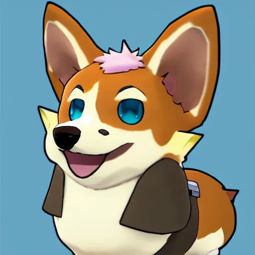 Prompt: a corgi pokemon, extremely cute, adorable, happy, anime, fantasy, unreal engine, trending on artstation