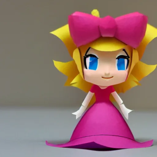 Prompt: a paper model of princess peach, paper modeling art.