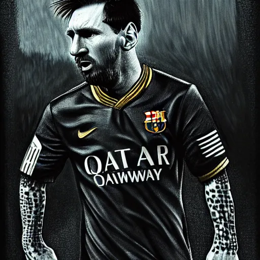 Image similar to lionel messi looking angry, d & d, fantasy, intricate, elegant, highly detailed, digital painting, artstation, concept art, matte, sharp focus, illustration, art by gertrude abercrombie