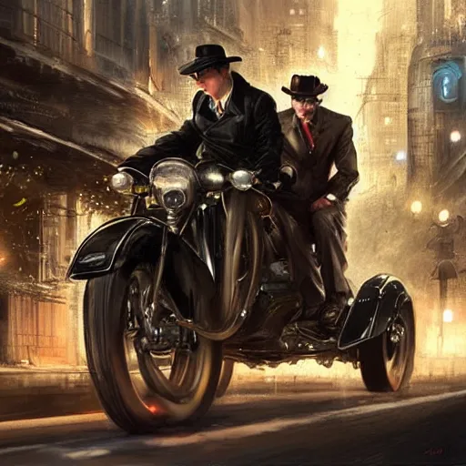 Image similar to inspector gadget riding a bugatti in the night, ultra realistic, concept art, intricate details, highly detailed, by greg rutkowski, wlop, simon bisley