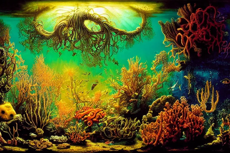 Image similar to underwater vista by ernst haeckel, david a. hardy, oyama kojima, phil koch, annie leibovitz, benoit mandelbrot, dan mumford, bruce pennington, mimmo rotella