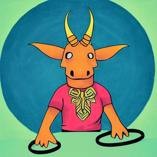 Prompt: portrait of a triceratops dancing with a hula hoop