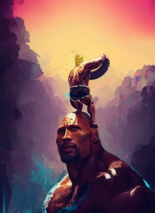 Image similar to dwayne johnson as jaguar god, by ismail inceoglu