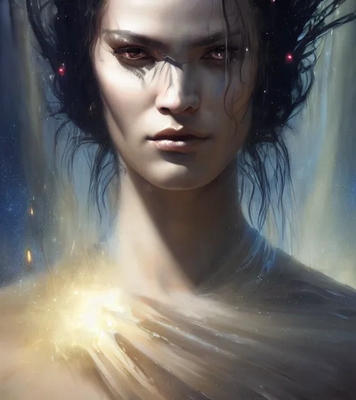 Prompt: portrait of a dark Jedi by karol bak, WLOP, James Jean, tom bagshaw, rococo, trending on artstation, glossy eyes, face, fantasy, intricate, elegant, highly detailed, digital painting, concept art, smooth, sharp focus, illustration, cinematic lighting, hyper realism, octane render, 8k, hyper detailed.