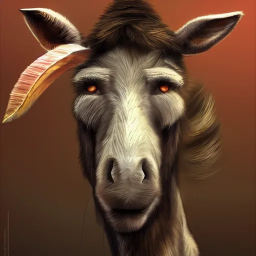 Prompt: Portrait of a weed smoking donkey, digital painting, highly detailed, fantasy, artstation, concept art, smooth, sharp focus, illustration