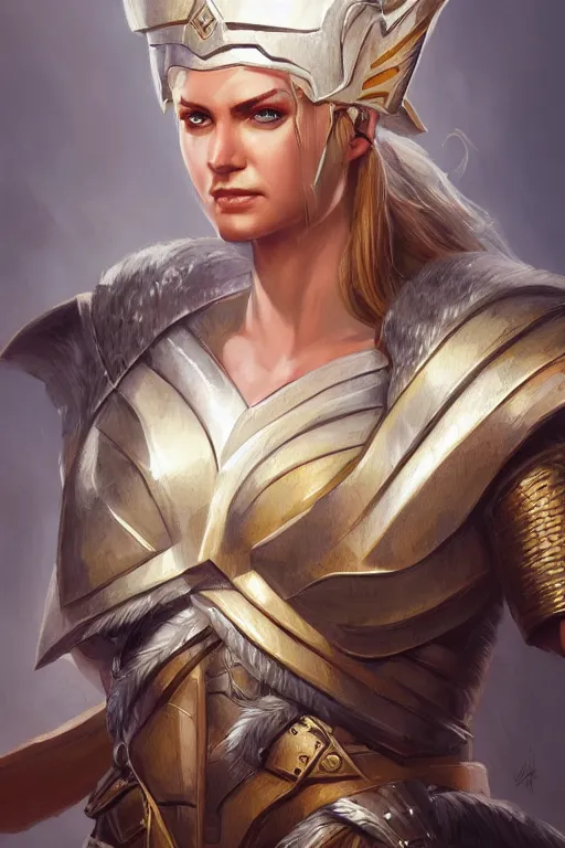 Image similar to amazon valkyrie athena, d & d, fantasy, portrait, highly detailed, headshot, digital painting, trending on artstation, concept art, sharp focus, illustration, art by artgerm and greg rutkowski and magali villeneuve