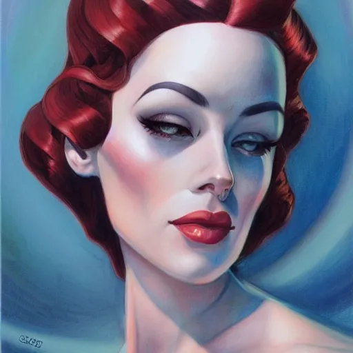 Image similar to a streamline moderne portrait in the style of anna dittmann and donato giancola and charles dulac.