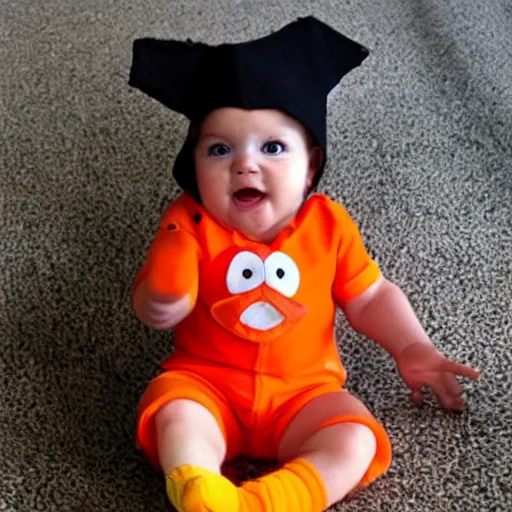 Image similar to cute chick baby dressed as an inmate