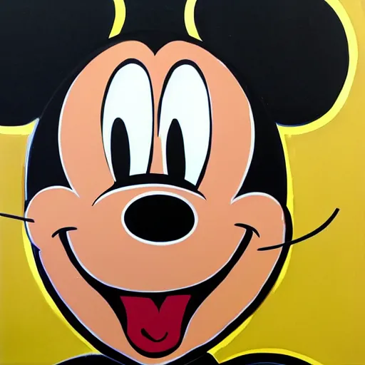 Prompt: mickey mouse artistic acrylic painting in the style of andy warhol