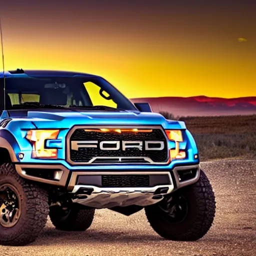 Image similar to ford raptor in alberta at sunset