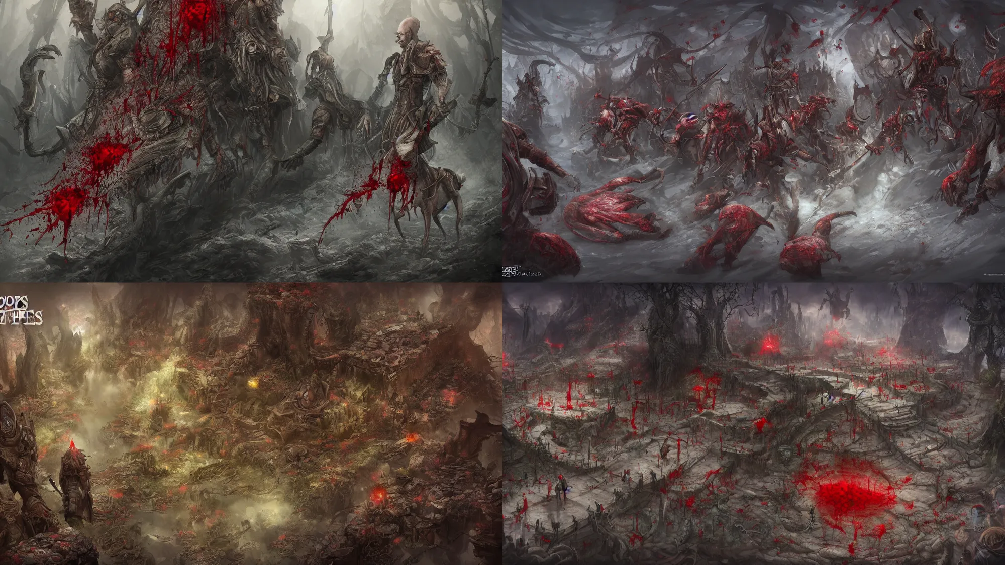 Prompt: footprints full of blood, detailed award-winning digital 2d fantasy art, trending on ArtStation