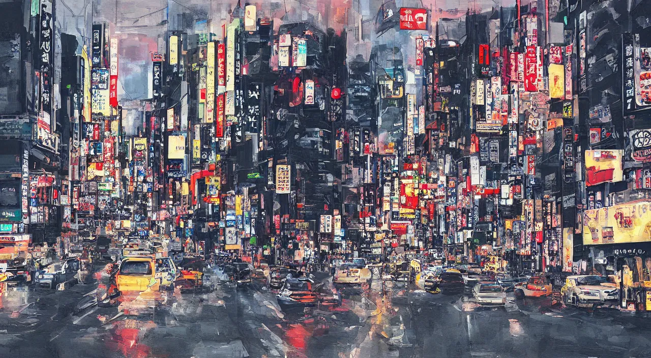 Image similar to “a digital painting of tokyo”