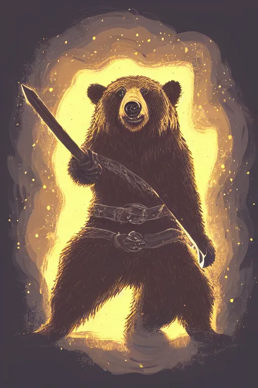 Image similar to Portrait of a bear that is a wizard casting a spell , wizard, medieval, sticker, colorful, casting epic spell, magic the gathering artwork, D&D, fantasy, artstation, heroic pose, illustration, highly detailed, simple, smooth and clean vector curves, no jagged lines, vector art, smooth