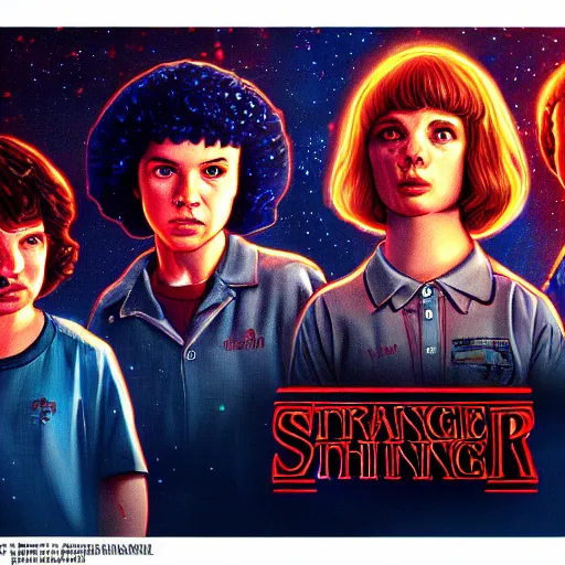 Prompt: stranger things digital art, dynamic lighting, trending on art station, concept art