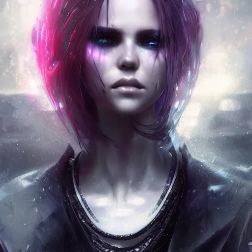 Image similar to kerli koiv, cyberpunk darksynth character art, sharp, digital matte painting, anime key art by luis royo, greg rutkowski, wlop, dramatic lighting, trending on artstation