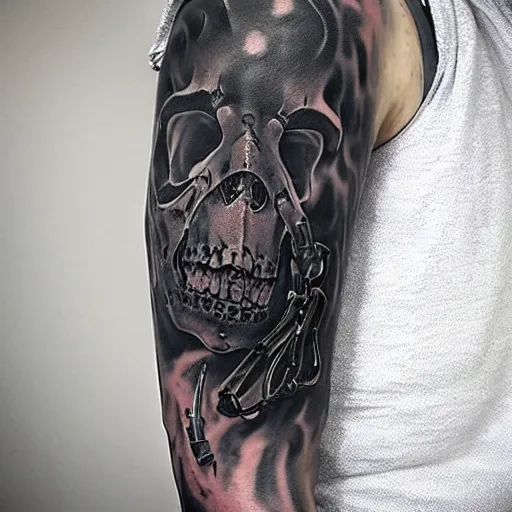 Image similar to Death stranding beast, tattoo ink, higly detailed