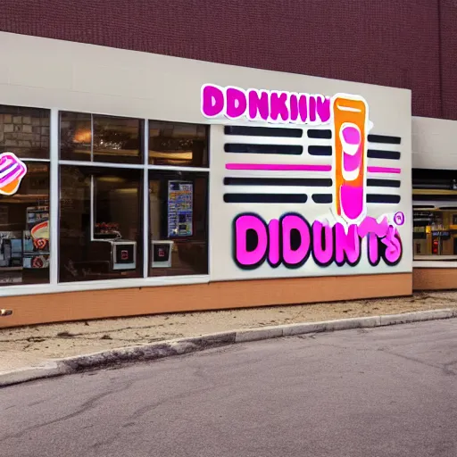 Image similar to a photo of the dunkin donuts logo from far away, digital photography
