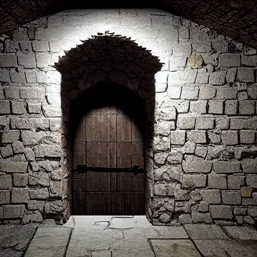 Prompt: concealed door in a dungeon wall, d & d, photo