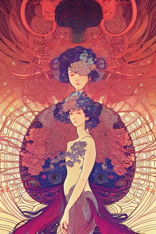 Image similar to a beautiful hyperdetailed character design 4 k wallpaper illustration of phoenix, victo ngai style, alfons mucha ， from china, style of studio ghibli, chinese style