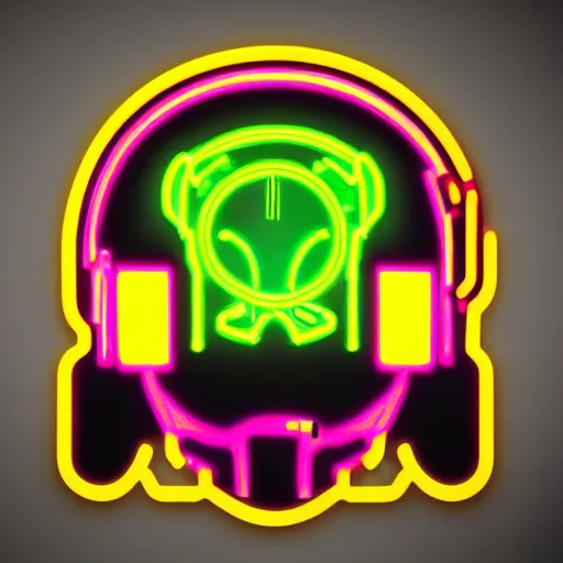 Prompt: in the style of max prentis and deathburger and laurie greasley a 2d graffiti logo of a cyberpunk helmet, highly detailed, neon, 8k wallpaper