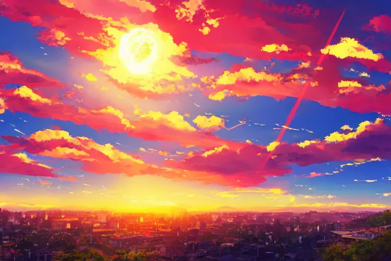 Prompt: a sunset in the style of your name