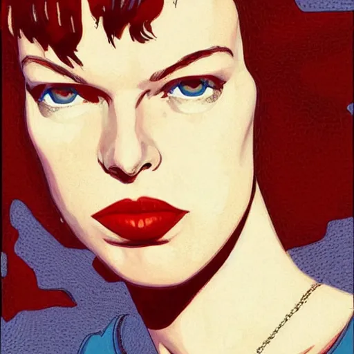 Image similar to “ milla jovovich retro minimalist portrait by jean giraud, moebius starwatcher comic, 8 k ”