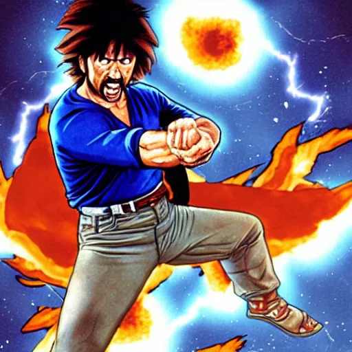 Image similar to chuck norris throwing a kamehameha