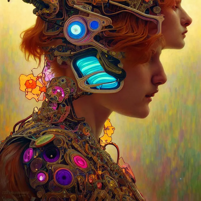 Image similar to bright psychedelic portrait of organic cyborg animal, diffuse lighting, fantasy, intricate, elegant, highly detailed, lifelike, photorealistic, digital painting, artstation, illustration, concept art, smooth, sharp focus, art by John Collier and Albert Aublet and Krenz Cushart and Artem Demura and Alphonse Mucha