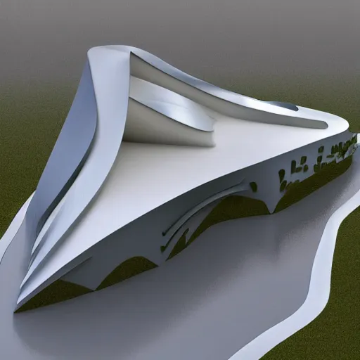 Image similar to architecture in the style of zaha hadid made by beavers