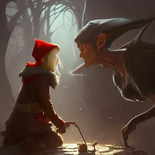 Image similar to doby The elf with his elf wife , artstation, Greg rutkowski, cinematic,