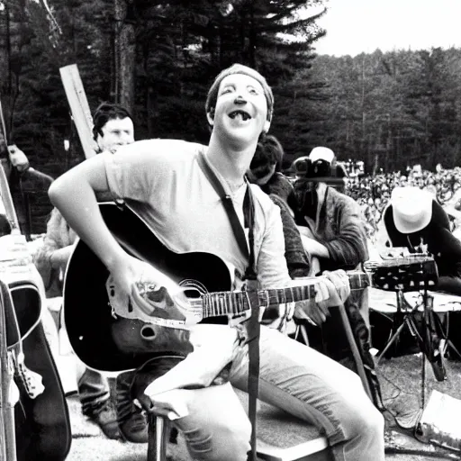 Image similar to photograph of mark zuckerberg at powder ridge rock festival, 1 9 7 0