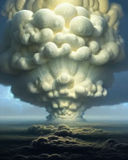 Image similar to a hyper - detailed 3 d render like a oil painting of venusian cloud farming, surrealism!!!!! surreal concept art, lifelike, photorealistic, digital painting, aesthetic, smooth, sharp focus, artstation hd, by greg rutkowski, bruce pennington, valentina remenar and asher duran,