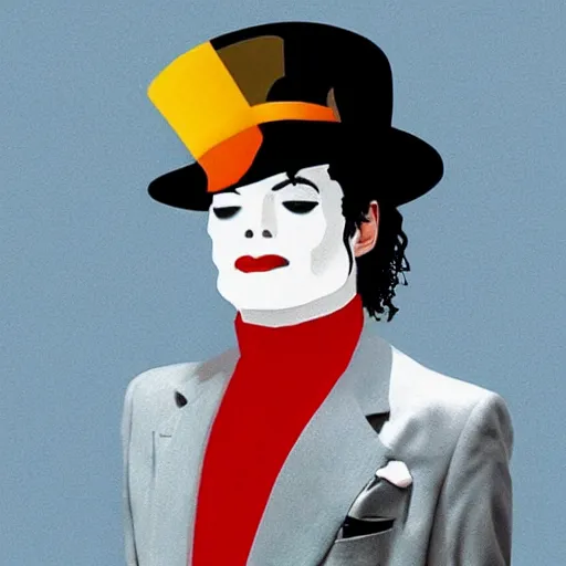 Image similar to Michael Jackson in the style of Magritte